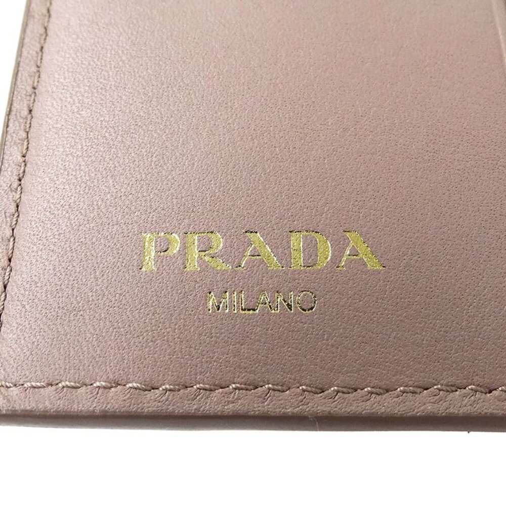 Prada Wallet Bifold Wallet Leather Pink Beige Mini - Picture 5 of 13